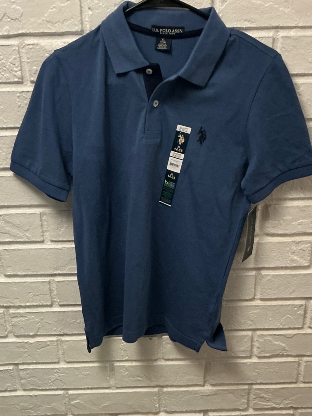 U.S. Polo Assn. Double Horseman Blue Boys Polo Shirt XL 14-16